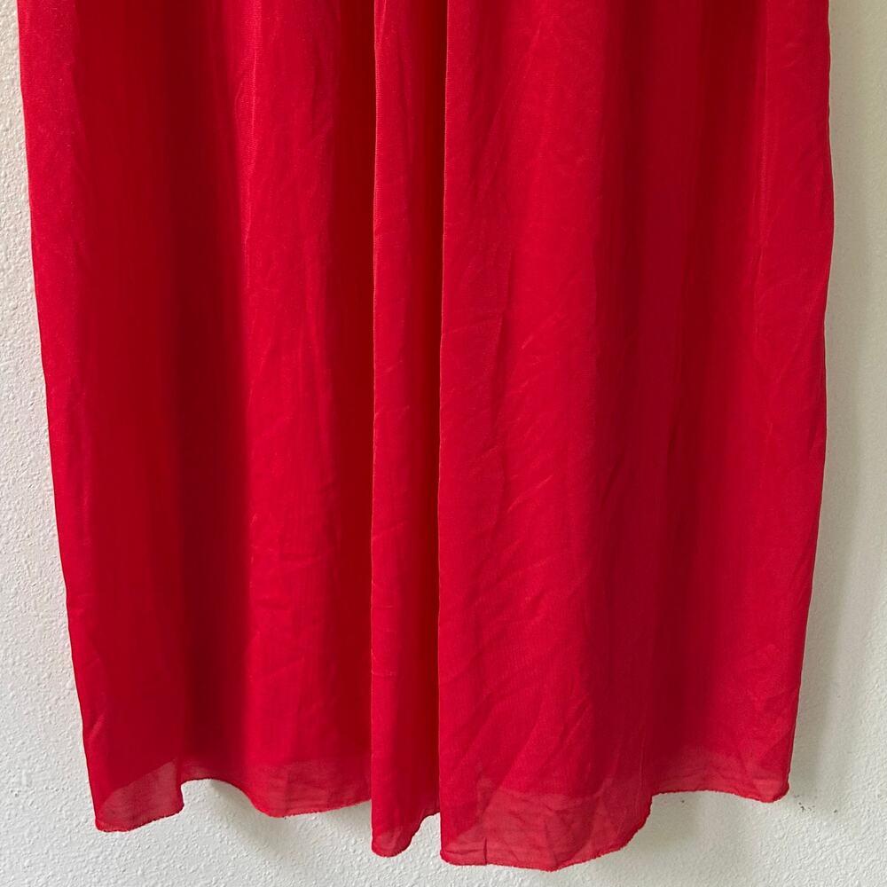 Vintage Red Maxi Nightgown White Lace Floral Embroidered Romantic Lingerie M - Picture 3 of 8